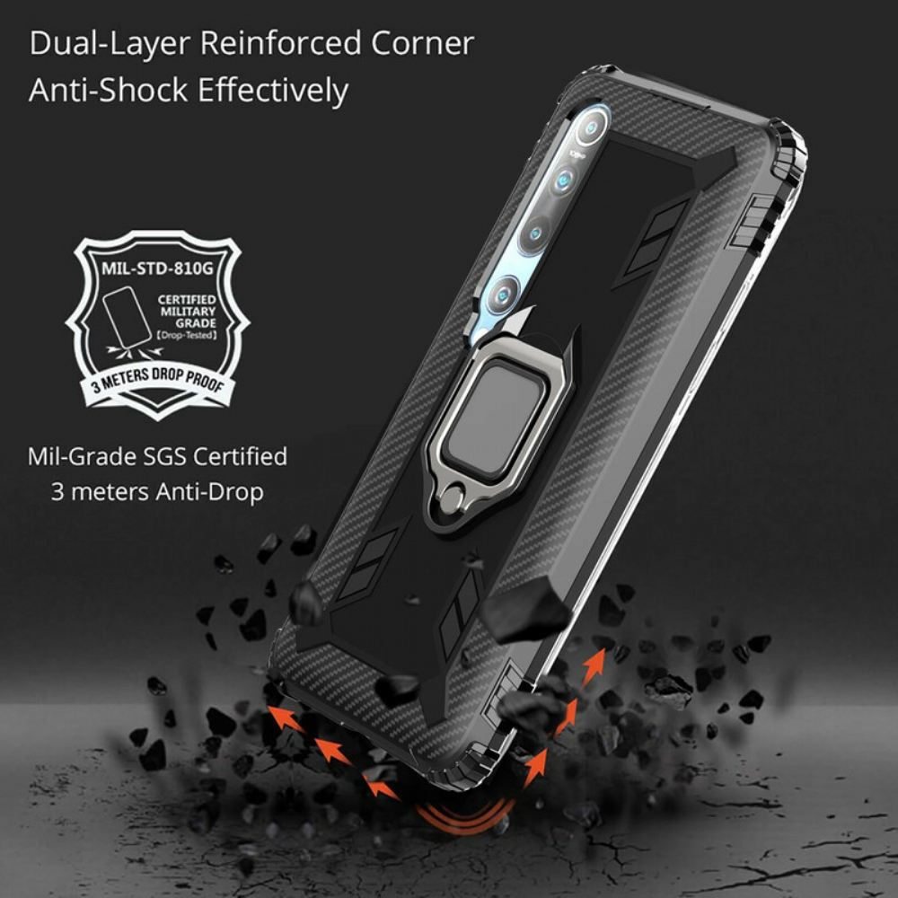 Kryt Na Xiaomi Mi 10 / 10 Pro Kroužek A Uhlíková Vlákna