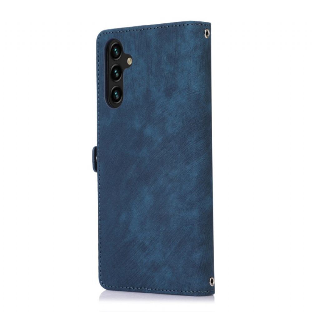 Kožený Kryt Na Samsung Galaxy S24 5g 9 Držáků Karet Na Šňůrku A Na Rameno