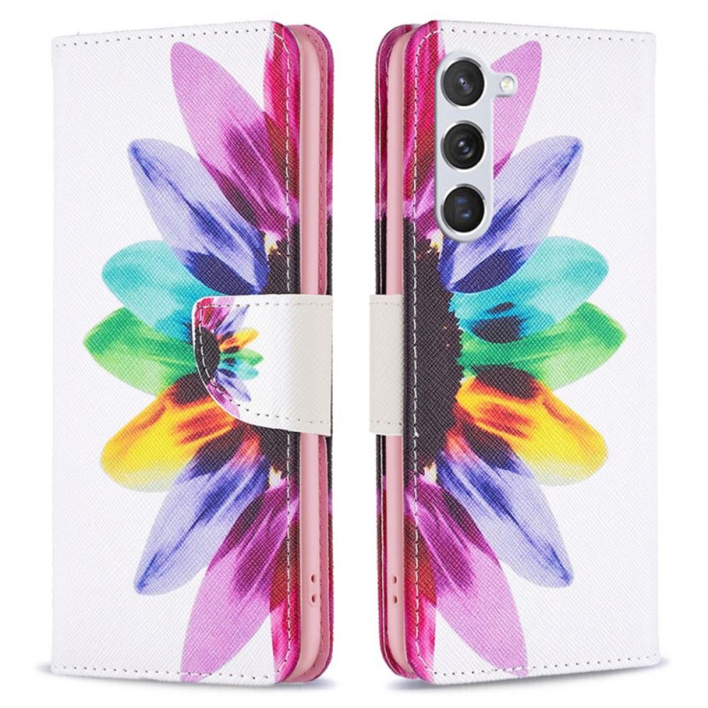 Kožený Kryt Na Samsung Galaxy S24 5g Květina Akvarelu