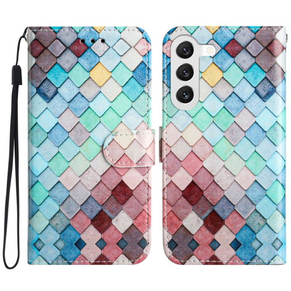 Kožený Kryt Na Samsung Galaxy S24 5g Mřížky Na Řemínky
