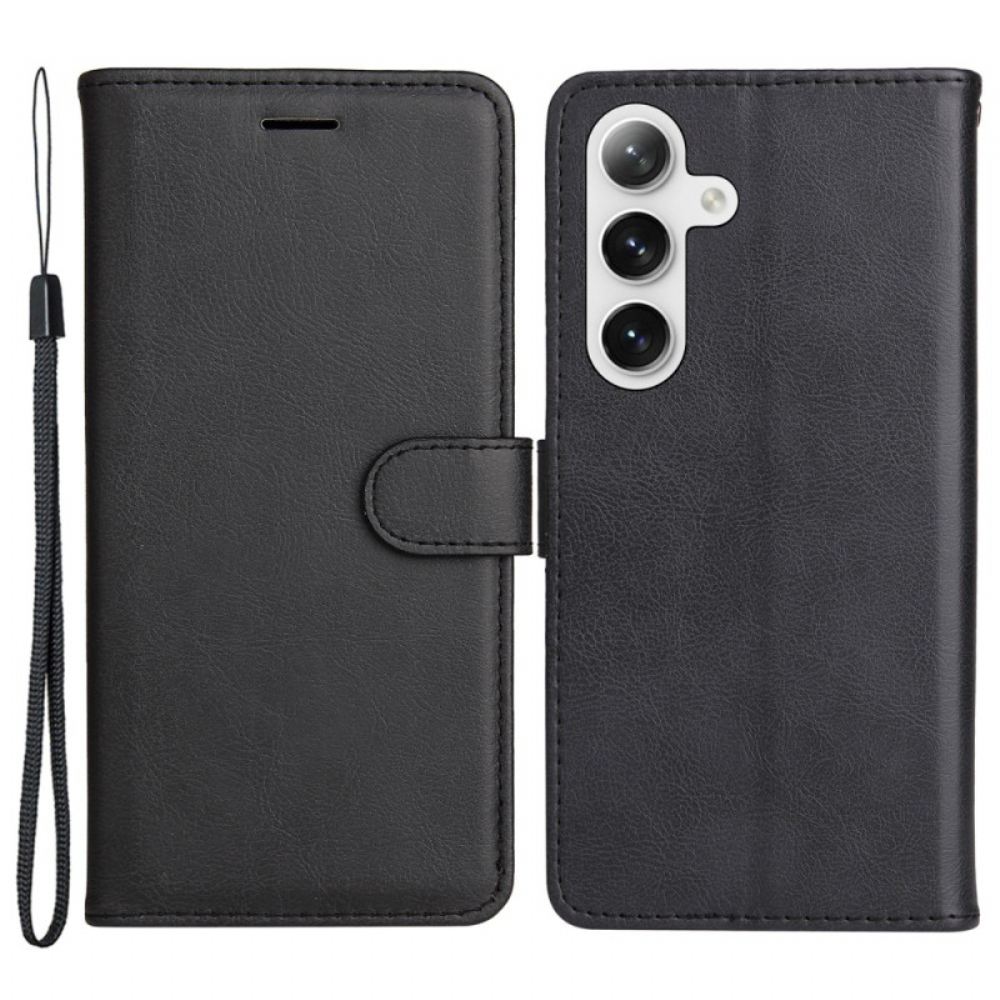 Kožený Kryt Na Samsung Galaxy S24 5g Obyčejný S Popruhem