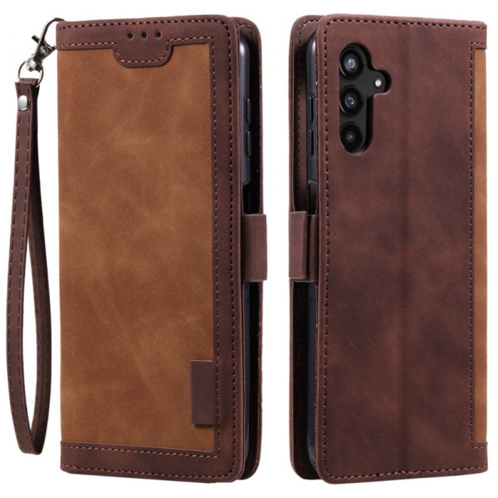Kožený Kryt Na Samsung Galaxy S24 5g Retro Design A Popruh