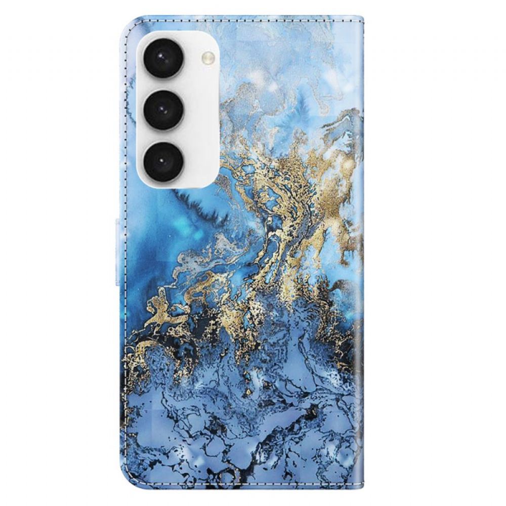 Kožený Kryt Na Samsung Galaxy S24 5g Stylizovaný Mramorový Řemínek