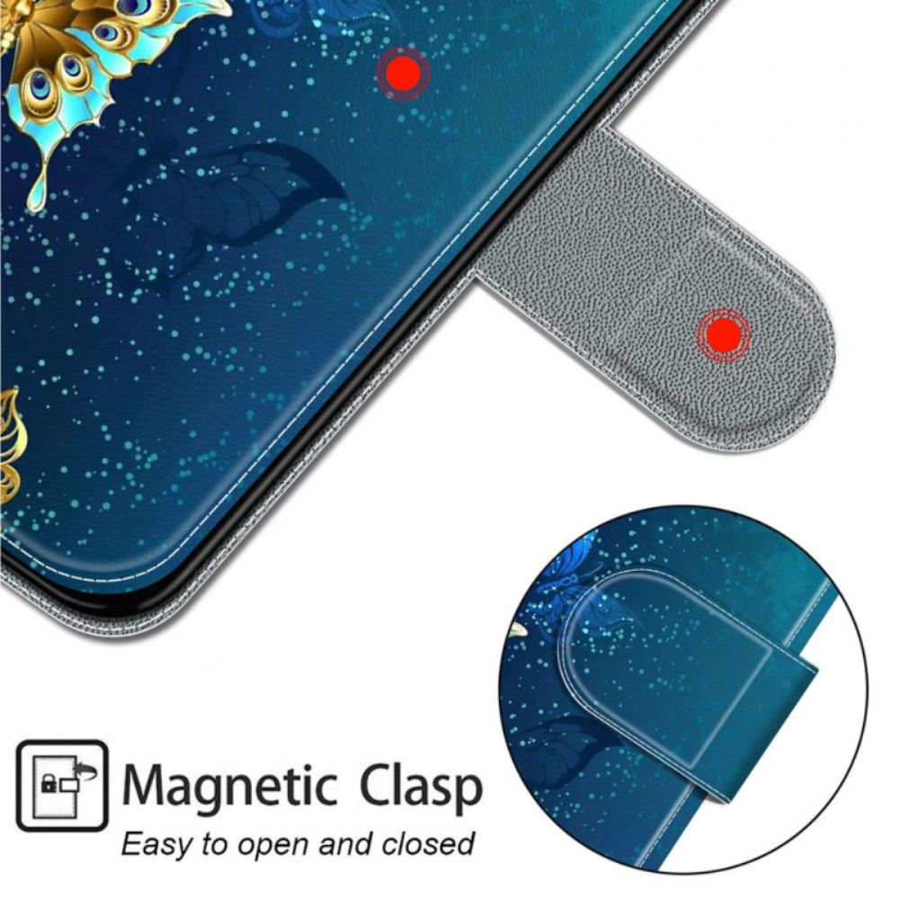 Kožený Kryt Samsung Galaxy S24 5g Dva Motýli S Popruhem