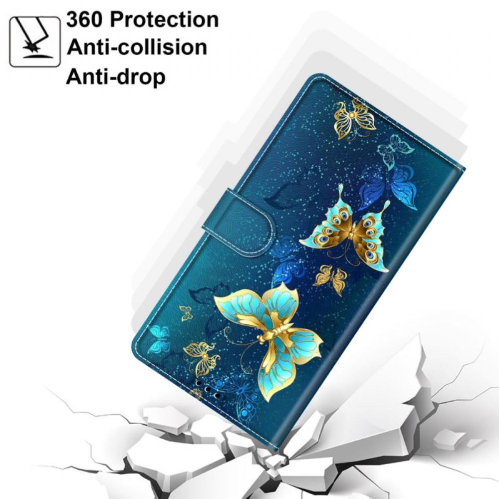 Kožený Kryt Samsung Galaxy S24 5g Dva Motýli S Popruhem