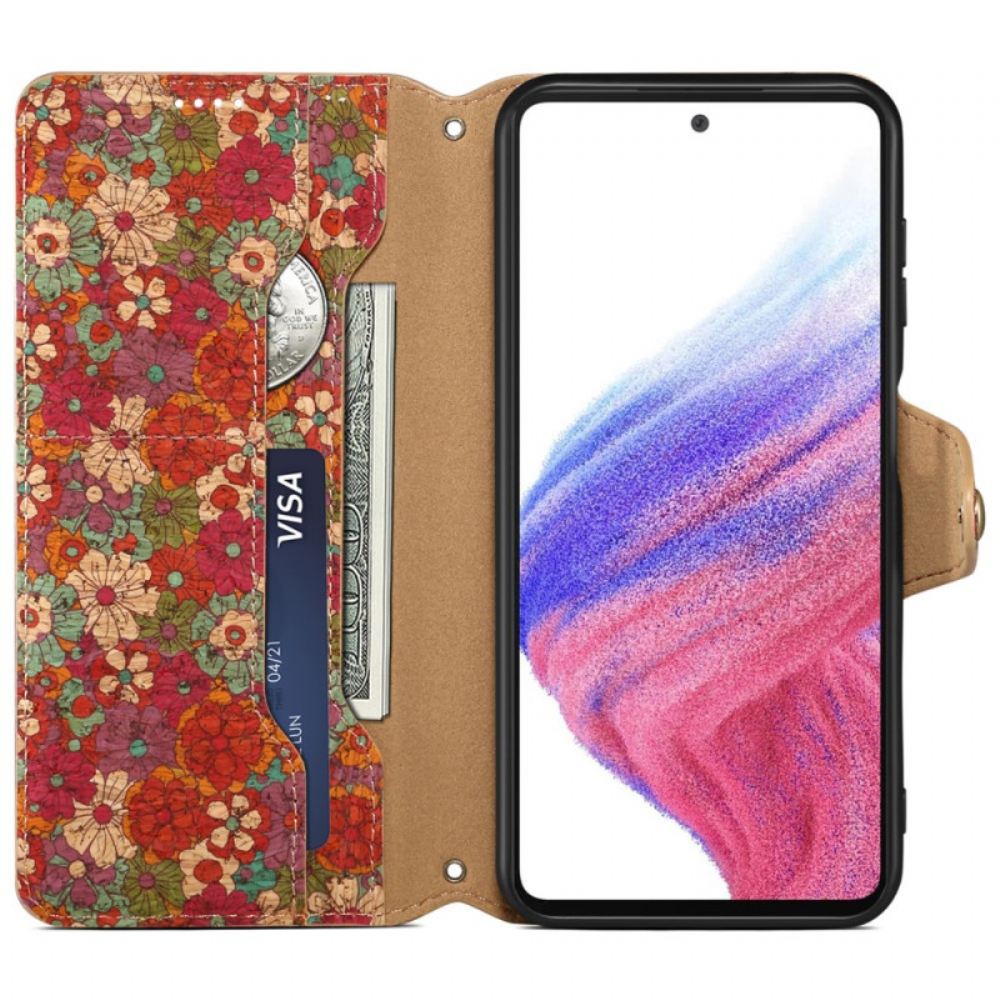 Kožený Kryt Samsung Galaxy S24 5g Květinový Tisk