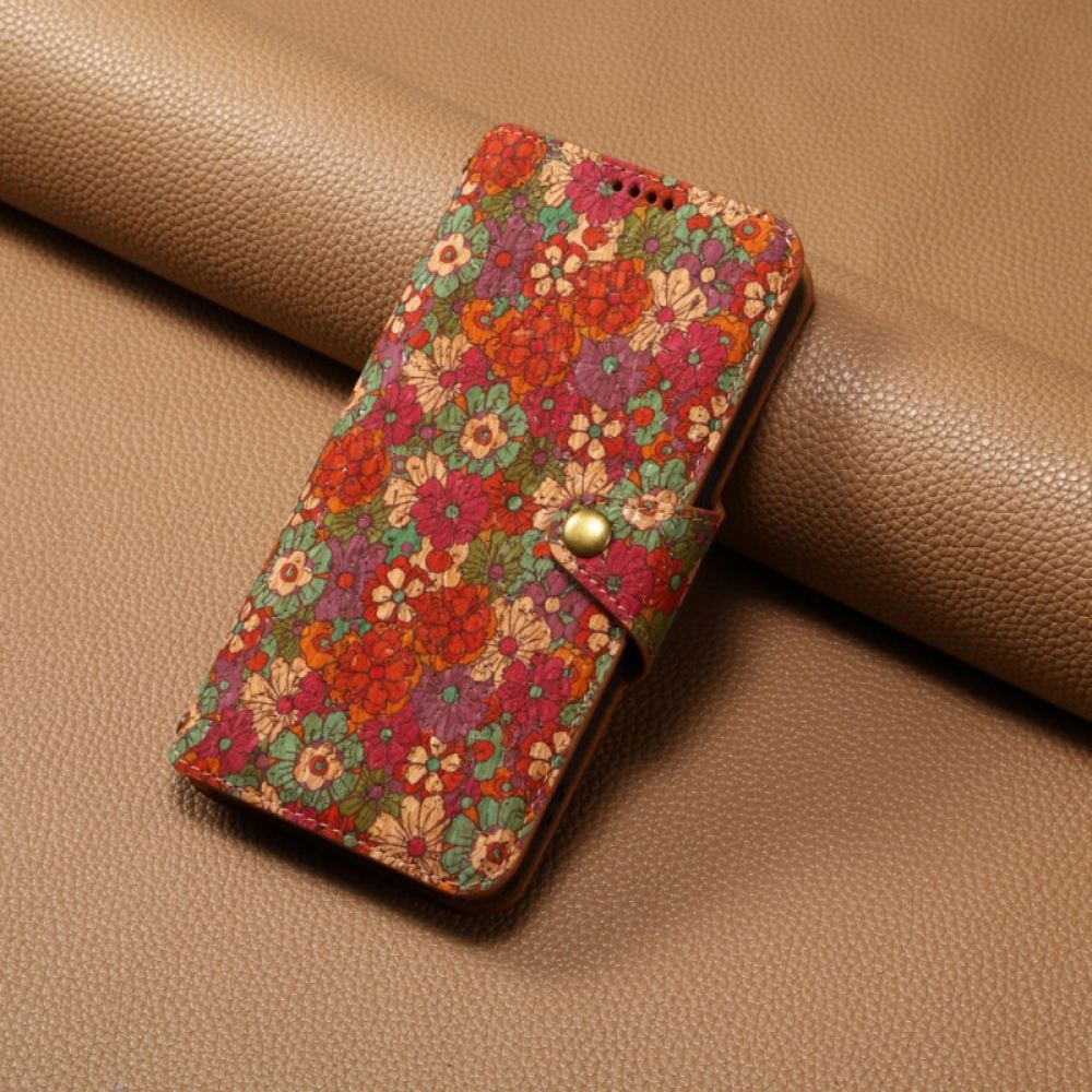 Kožený Kryt Samsung Galaxy S24 5g Květinový Tisk