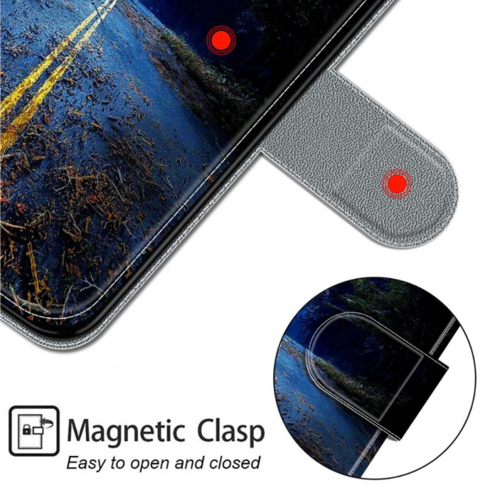 Kožený Kryt Samsung Galaxy S24 5g Noční Cesta V Lanière