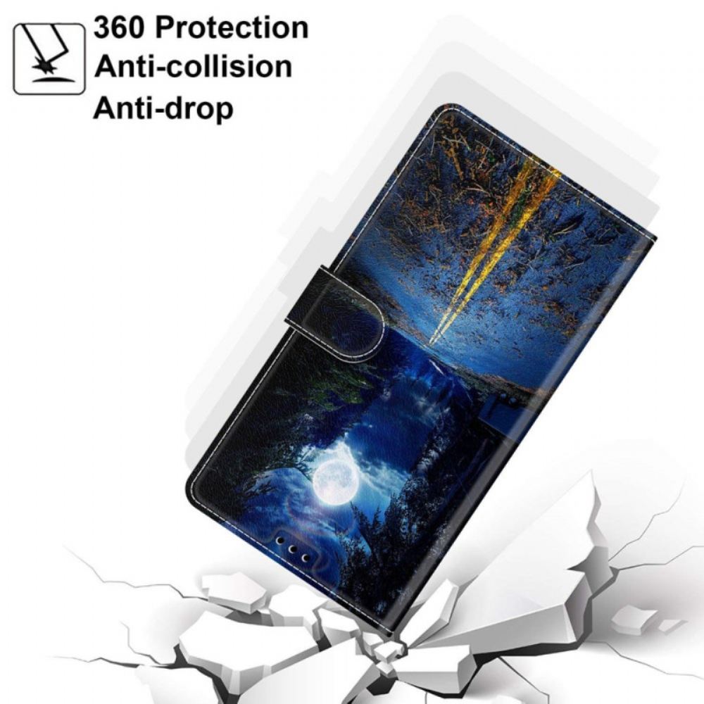Kožený Kryt Samsung Galaxy S24 5g Noční Cesta V Lanière