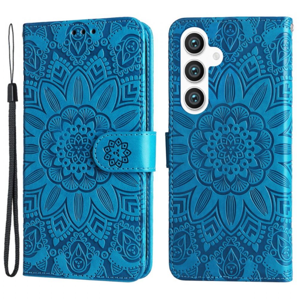 Kožený Kryt Samsung Galaxy S24 5g Okázalá Mandala S Popruhem