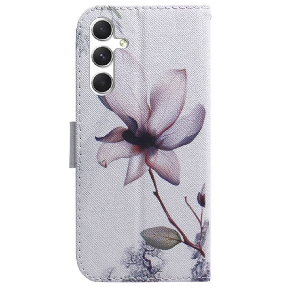 Kožený Kryt Samsung Galaxy S24 5g Růžový Květ