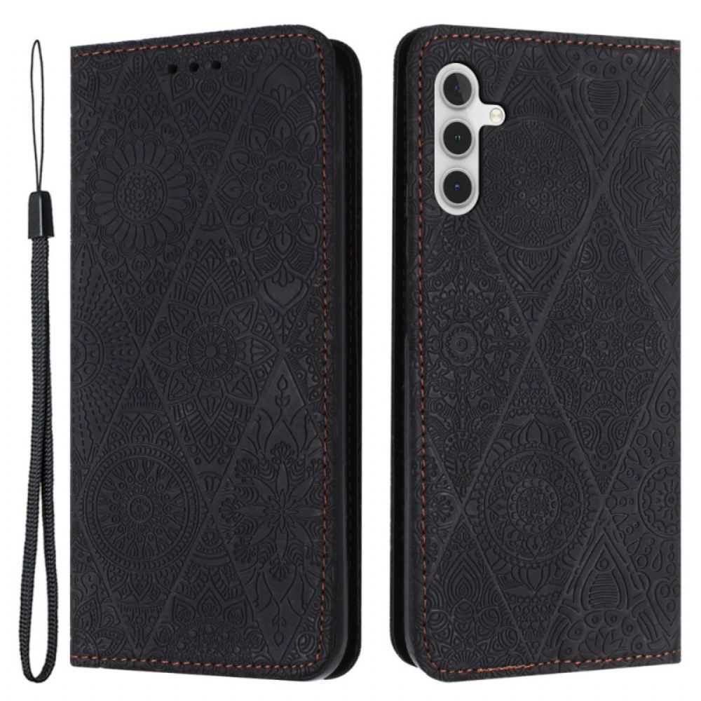 Kožený Kryt Samsung Galaxy S24 5g Styl Tapiserie Popruhu