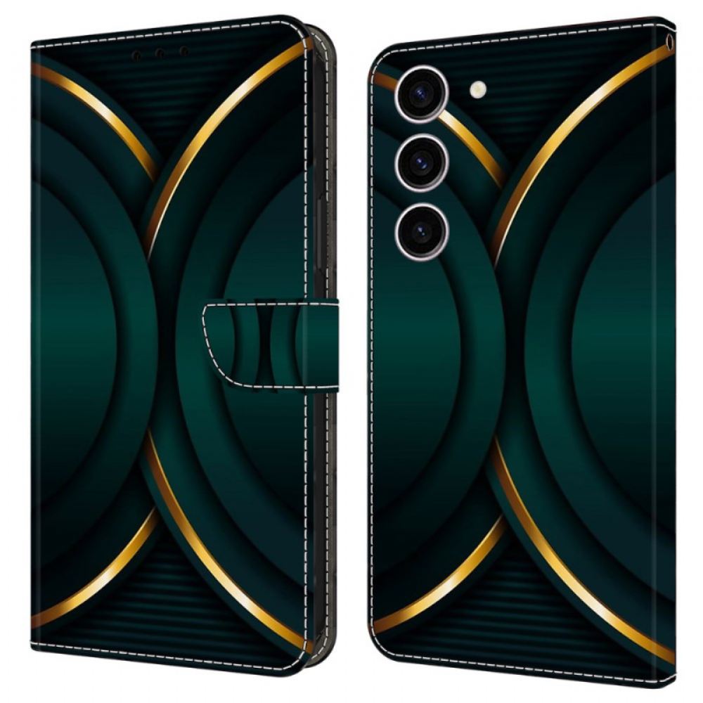 Kožený Kryt Samsung Galaxy S24 5g Zlatý Obrys