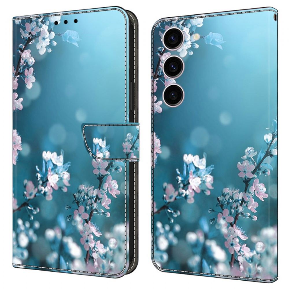 Kožený Kryt Samsung Galaxy S24 5g Švestkové Květy
