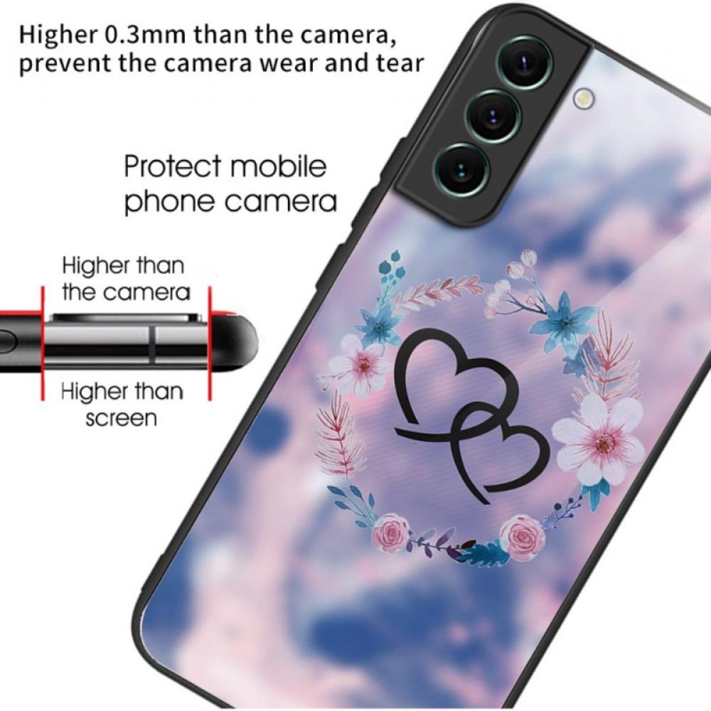 Kryt Samsung Galaxy S24 5g Srdce A Květiny Z Tvrzeného Skla