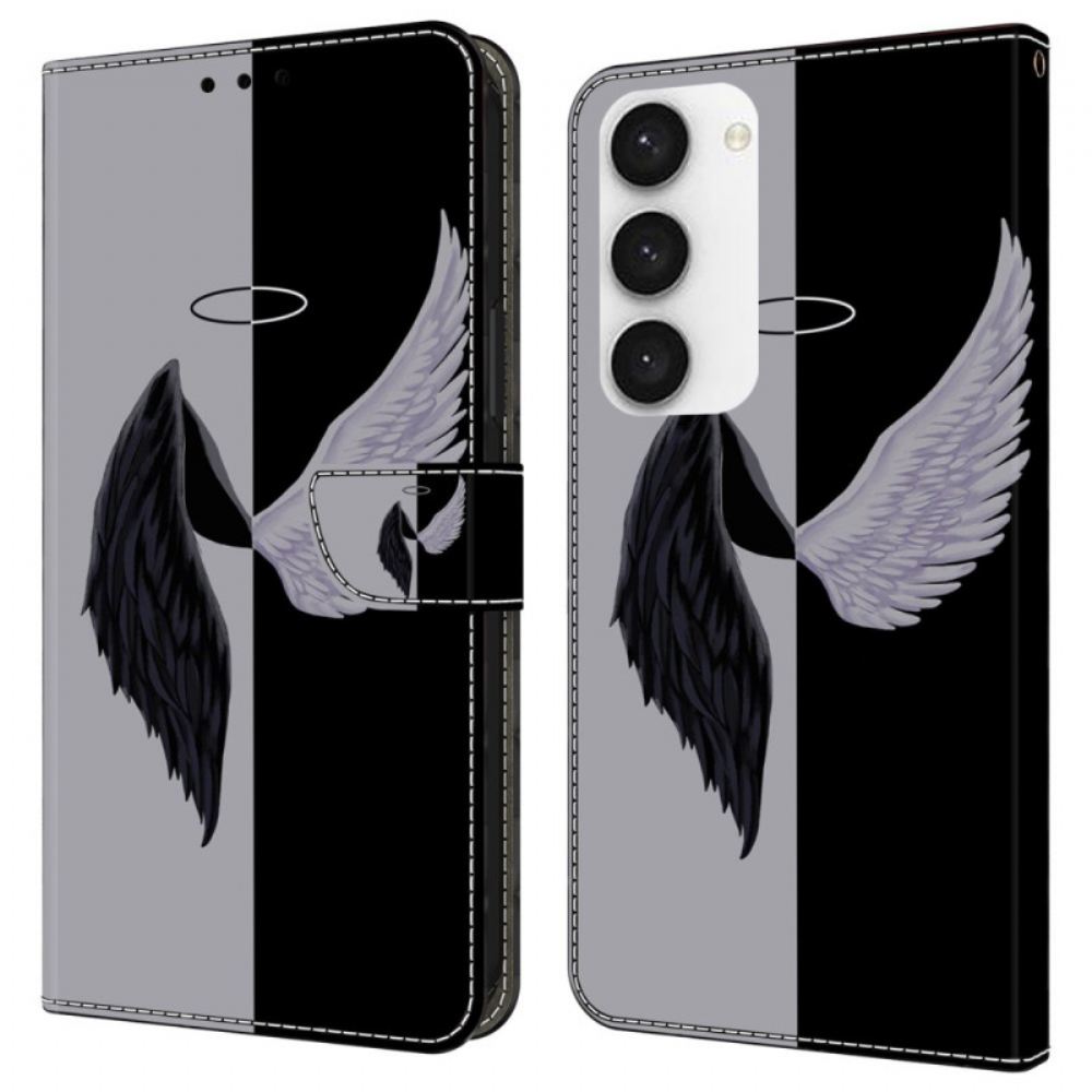 Peněženková Pouzdra Samsung Galaxy S24 5g Bílá A Černá Křídla
