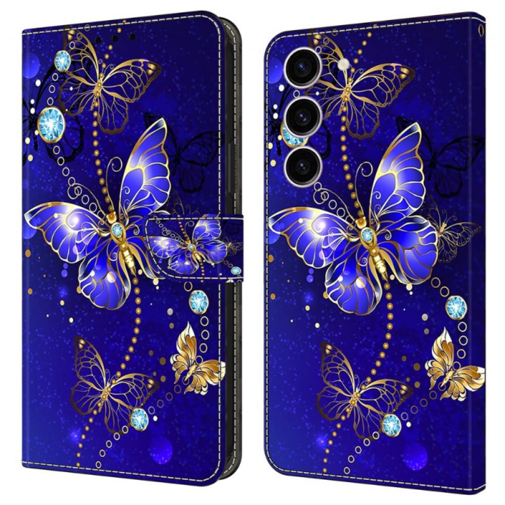 Peněženková Pouzdra Samsung Galaxy S24 5g Kryty Na Mobil Diamantoví Motýli