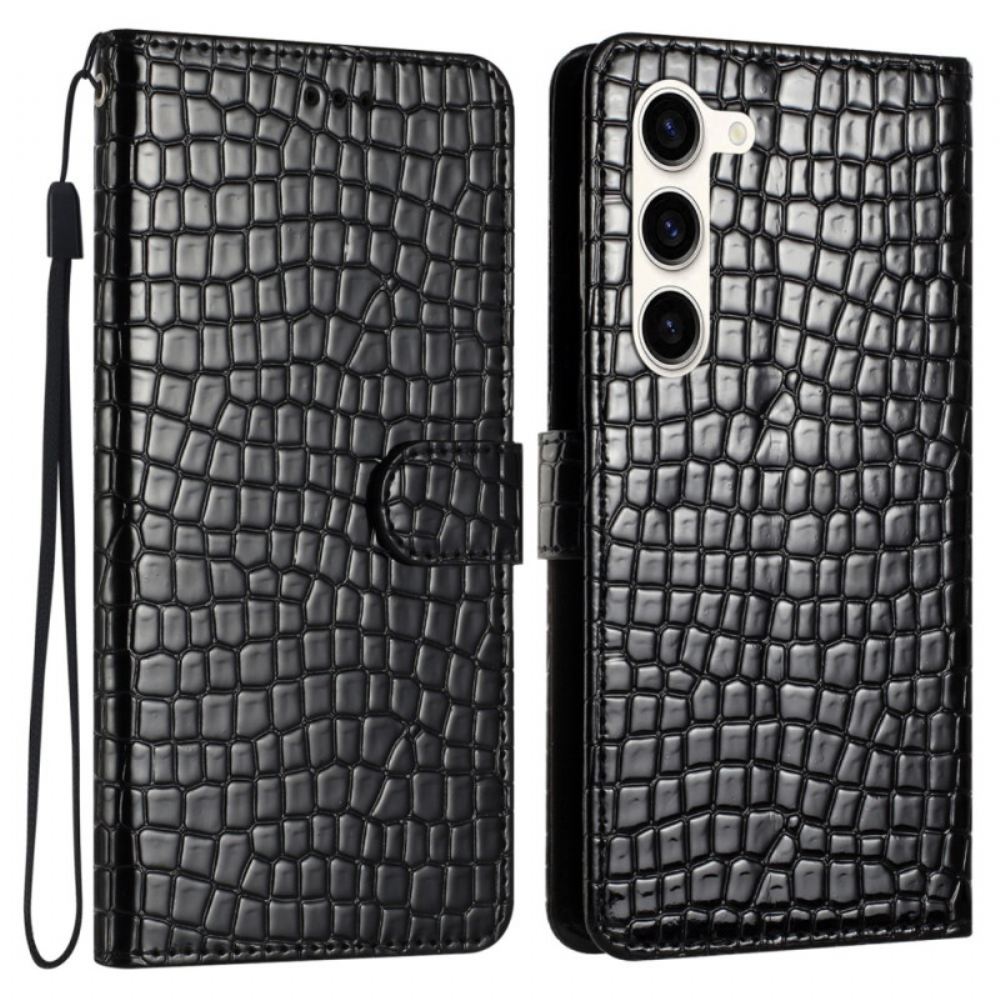 Peněženková Pouzdra Samsung Galaxy S24 5g Kryty Na Mobil Krokodýlí Textura A Popruh