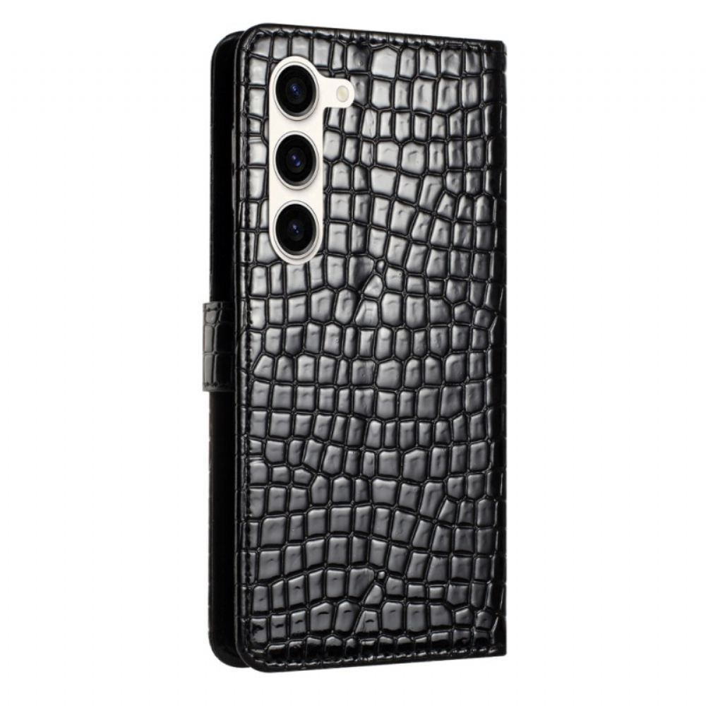 Peněženková Pouzdra Samsung Galaxy S24 5g Kryty Na Mobil Krokodýlí Textura A Popruh