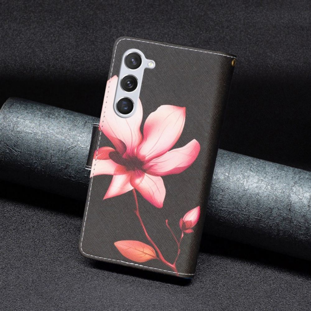 Peněženková Pouzdra Samsung Galaxy S24 5g Růžová Květinová Peněženka S Popruhem