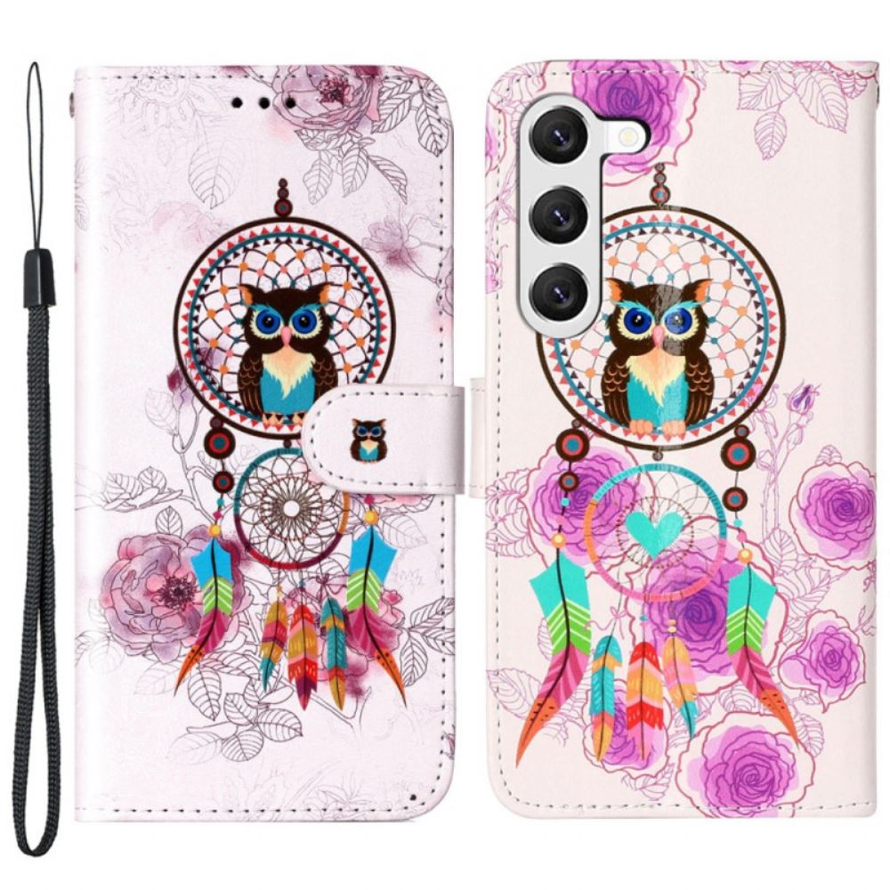 Peněženková Pouzdra Samsung Galaxy S24 5g Sova Lapač Snů S Popruhem