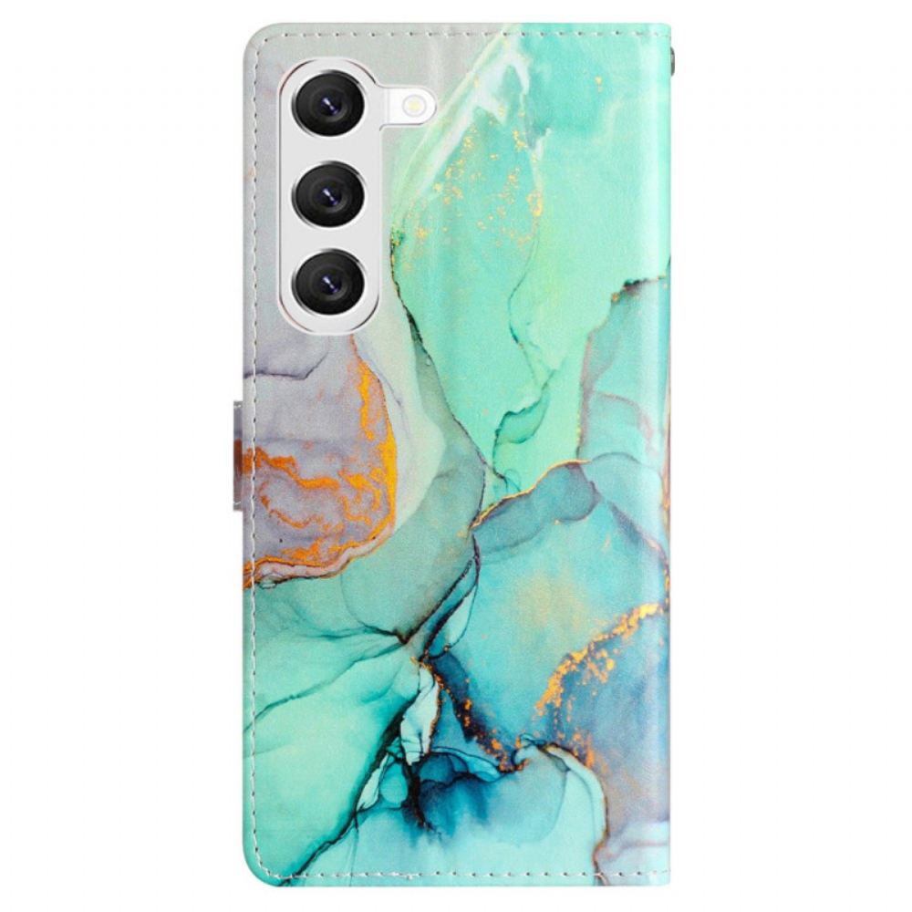 Peněženková Pouzdra Samsung Galaxy S24 5g Zelený Mramor S Popruhem