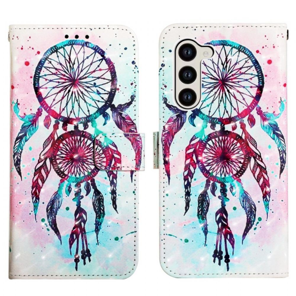 Peněženková Pouzdra Samsung Galaxy S24 5g Červený Akvarelový Lapač Snů