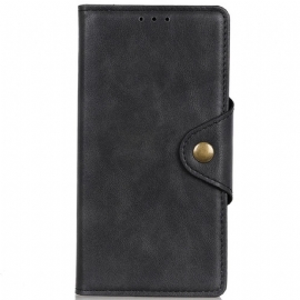 Kožené Pouzdro Na Moto G51 5G Vintage Umělá Kůže A Knoflík