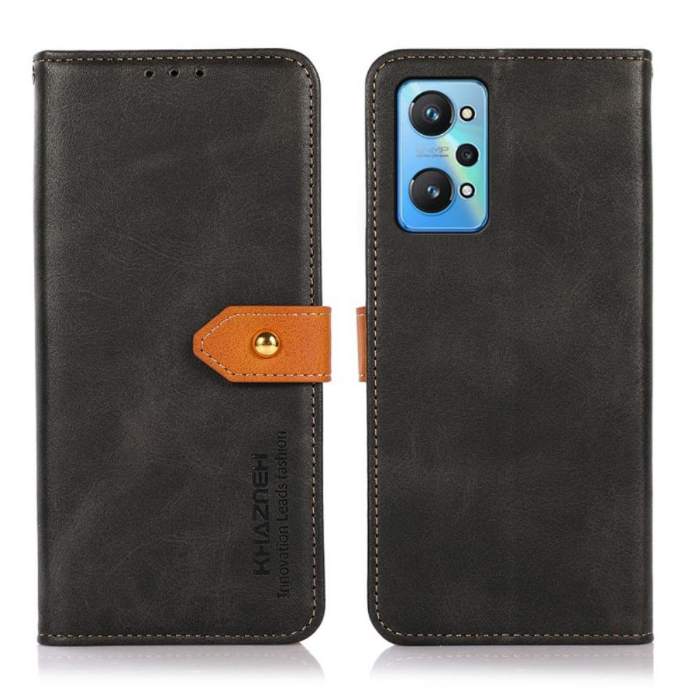 Flipové Pouzdro Na Realme GT Neo 3T / Neo 2 Dvoubarevná Zlatá Khazneh Spona