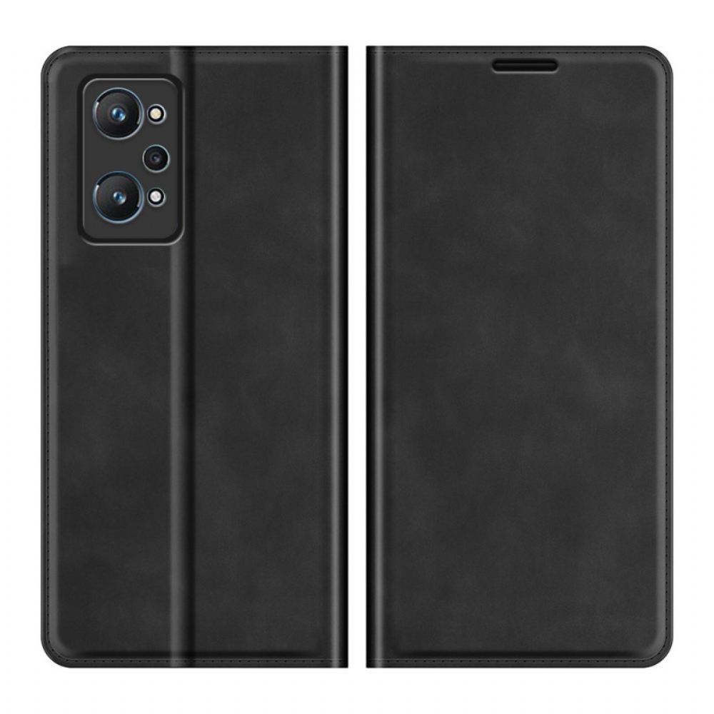 Kryty Na Mobil Na Realme GT Neo 3T / Neo 2 Flipové Pouzdro Efekt Hedvábně Měkké Kůže