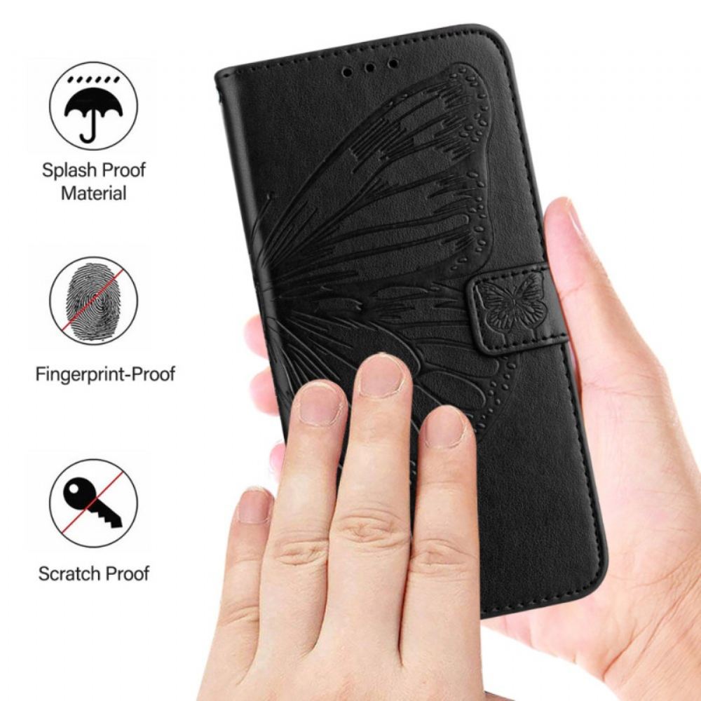 Kožený Kryt Na Samsung Galaxy Z Fold 6 Květinový Motýl S Popruhem