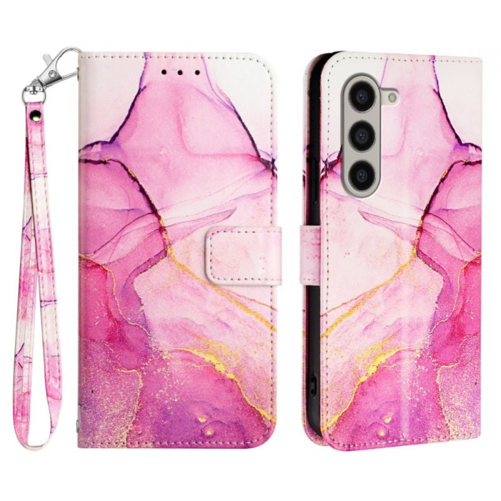 Kožený Kryt Na Samsung Galaxy Z Fold 6 Mramorový Řemínek