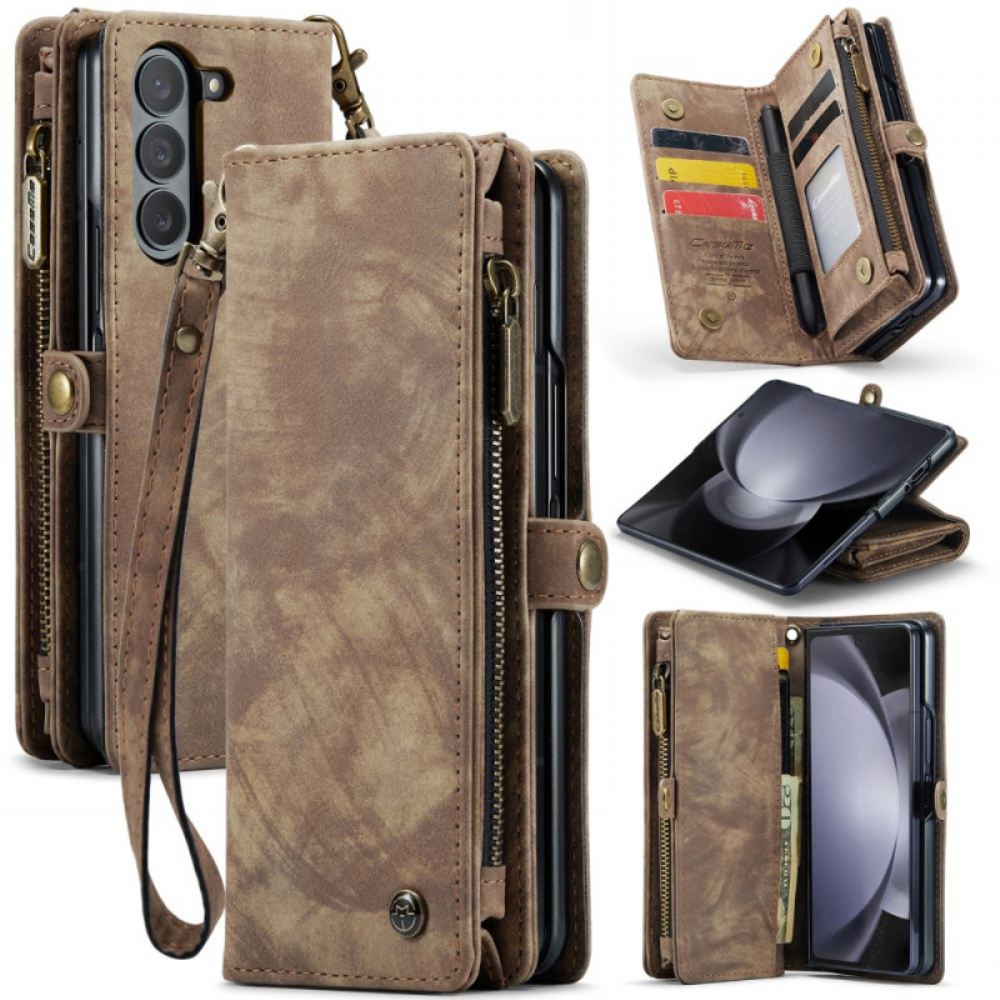 Kožený Kryt Na Samsung Galaxy Z Fold 6 Peněženka Caseme Suede Effect