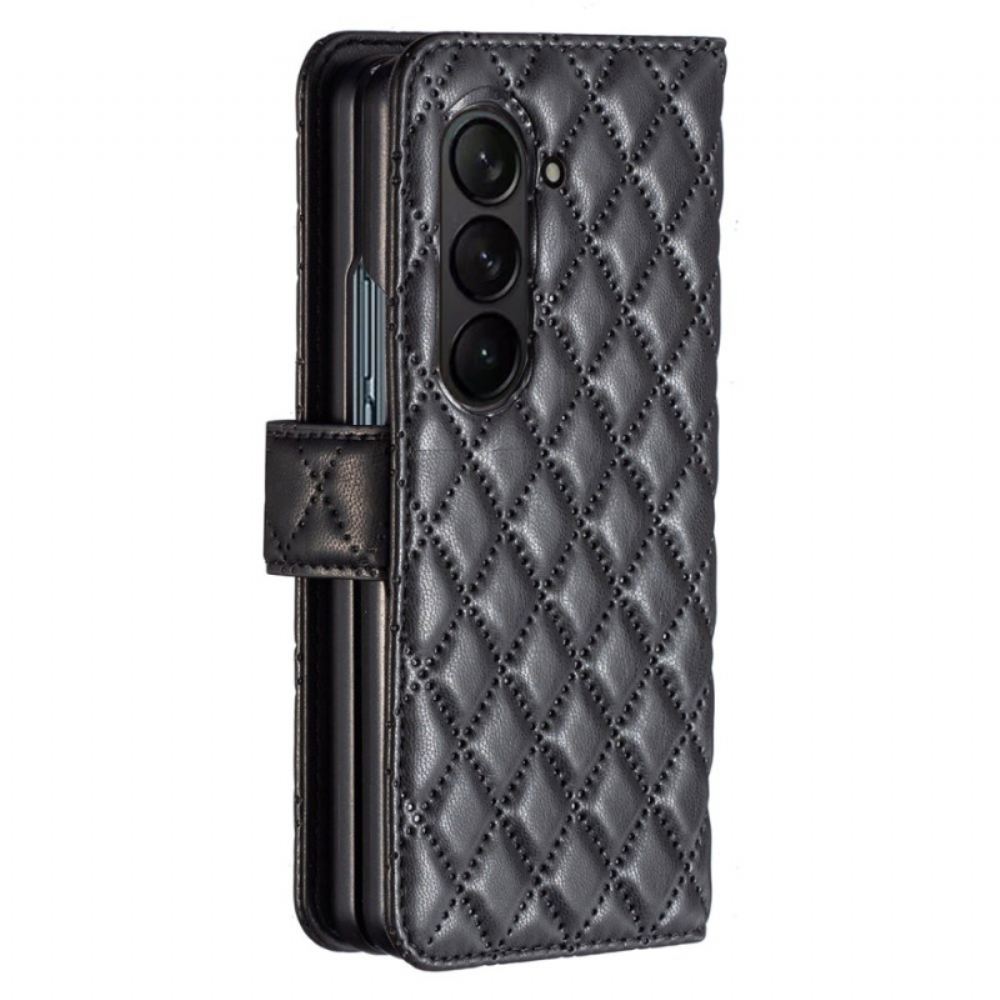 Kožený Kryt Na Samsung Galaxy Z Fold 6 Prošívané