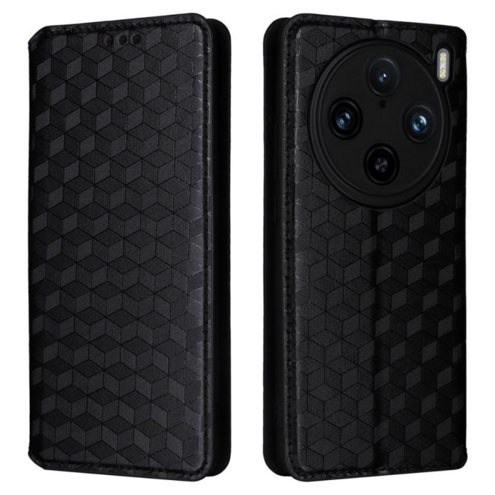 Kožený Kryt Vivo X100 Pro Kosočtvercový Vzor