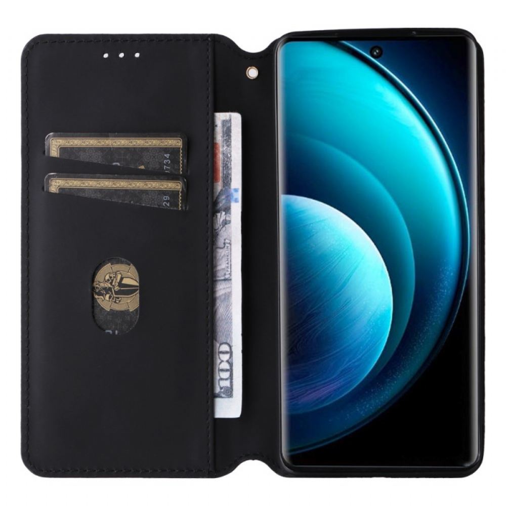 Kožený Kryt Vivo X100 Pro Kosočtvercový Vzor