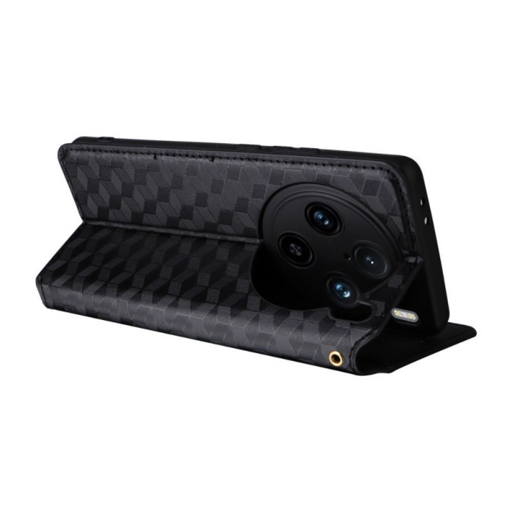 Kožený Kryt Vivo X100 Pro Kosočtvercový Vzor