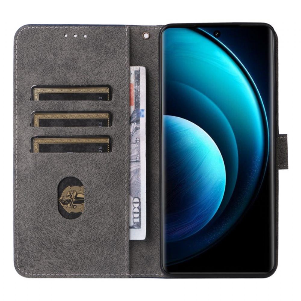 Kožený Kryt Vivo X100 Pro Řemínek S Efektem Semiše