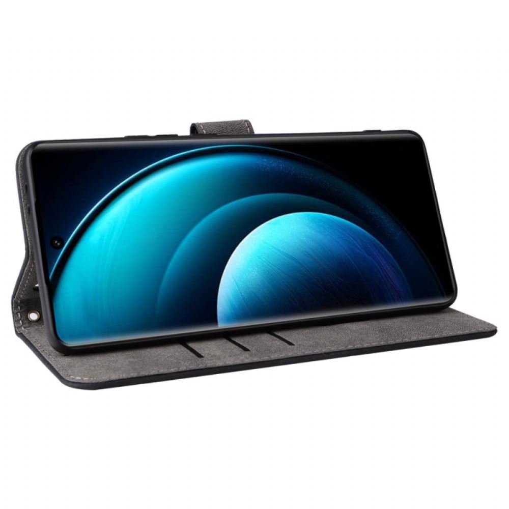 Kožený Kryt Vivo X100 Pro Řemínek S Efektem Semiše