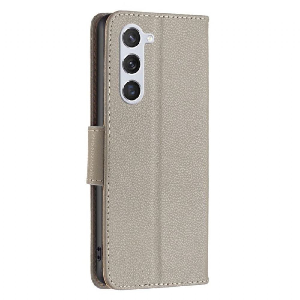 Flipové Pouzdro Na Samsung Galaxy S23 5G Šikmá Spona Z Liči