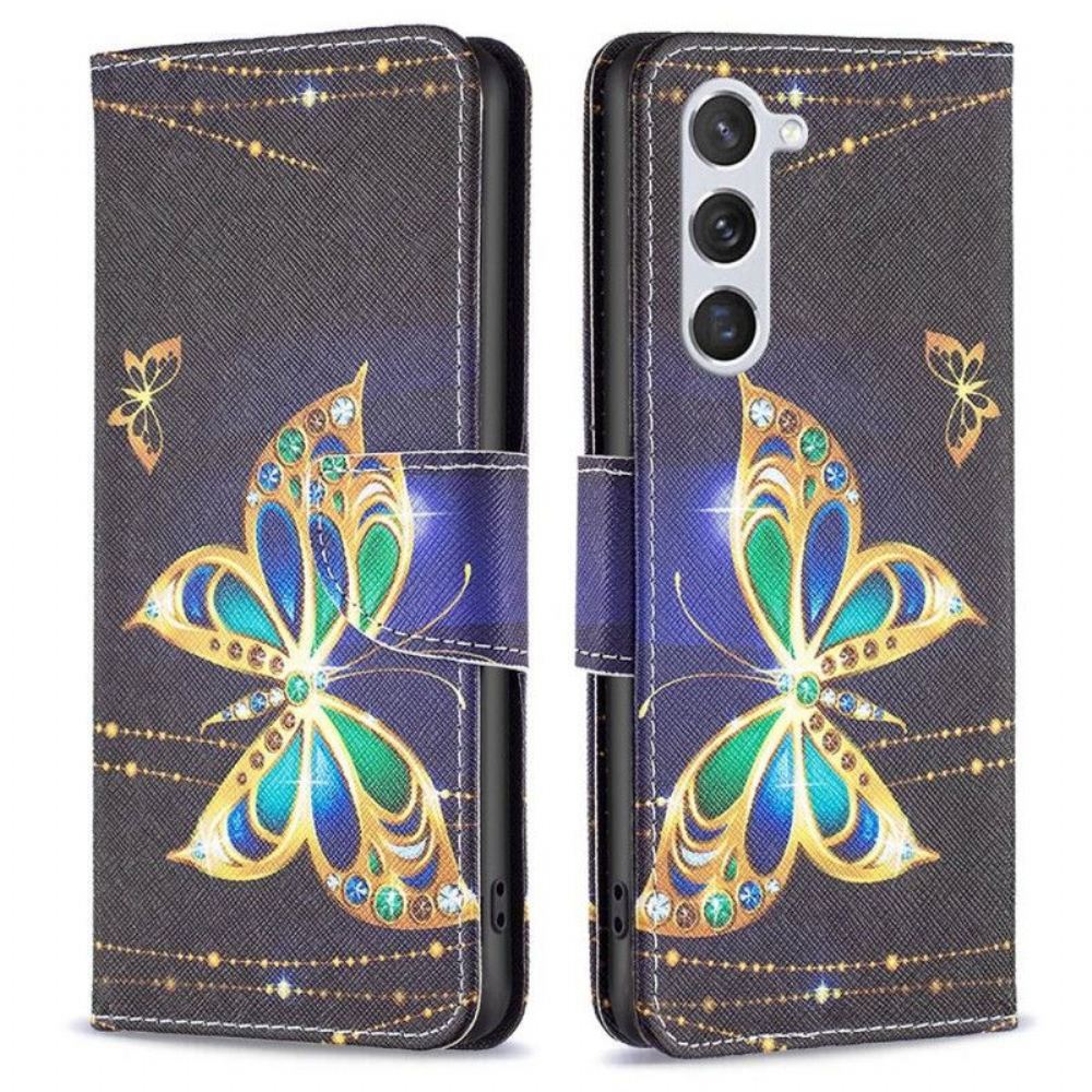 Kožené Pouzdro Na Samsung Galaxy S23 5G Královský Motýl