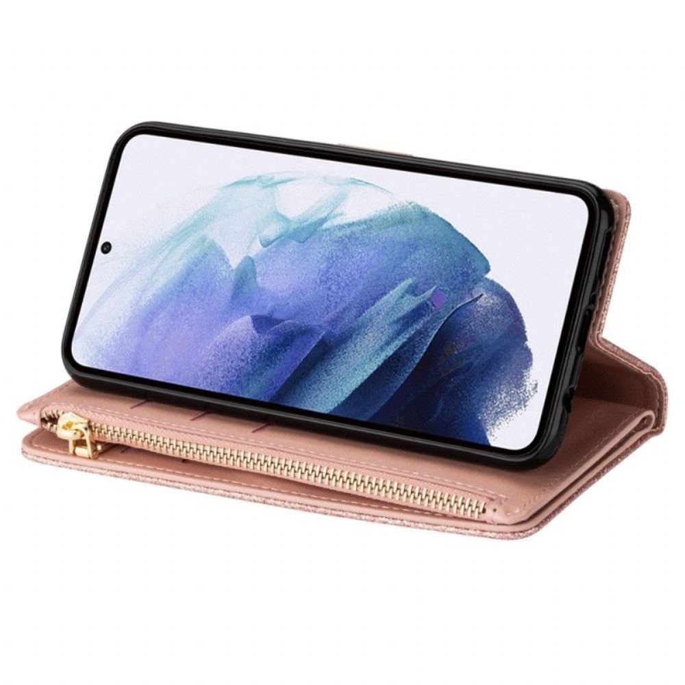 Kožené Pouzdro Na Samsung Galaxy S23 5G Peněženkové Pouzdro Peněženka S Flitry