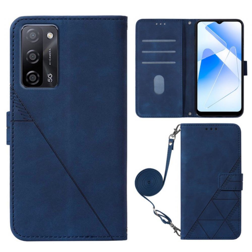 Flipové Pouzdro Na Oppo A16 / A16s Kožený Efekt S Ramenním Popruhem