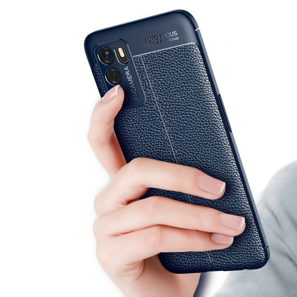 Kryty Na Mobil Na Oppo A16 / A16s Dvouřadý Kožený Efekt Litchi