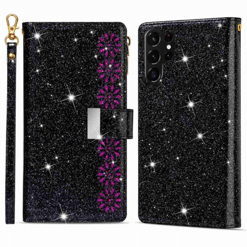 Flipové Pouzdro Na Samsung Galaxy S23 Ultra 5G Peněženkové Pouzdro Peněženka S Flitry