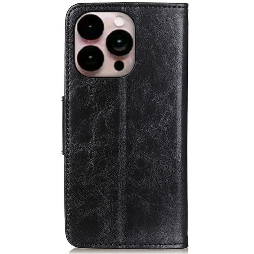 Flipové Pouzdro Na iPhone 14 Pro Max Dělená Kožená Oboustranná Spona