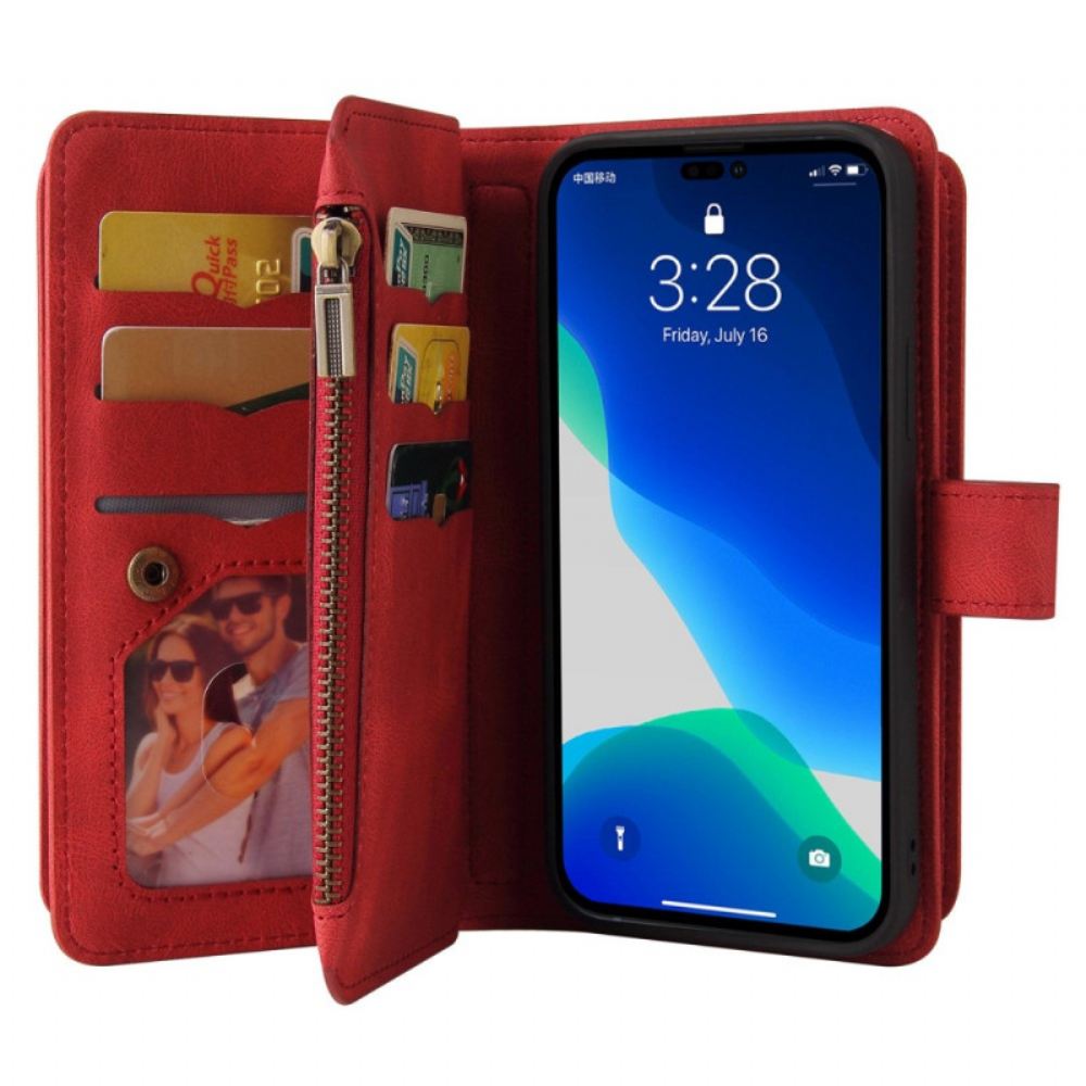Flipové Pouzdro Na iPhone 14 Pro Max Multifunkční Optimalizované Držáky Karet