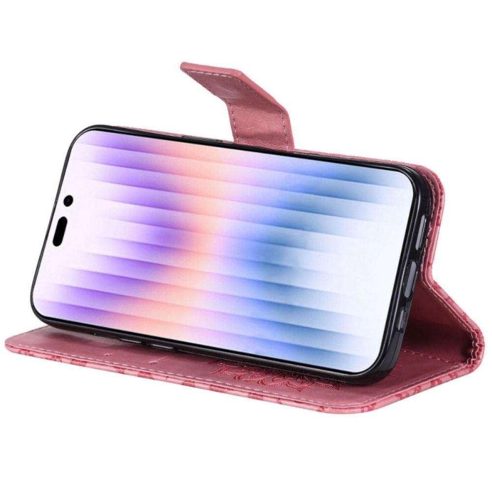 Flipové Pouzdro Na iPhone 14 Pro Max Sluneční Mandala Se Šňůrkou