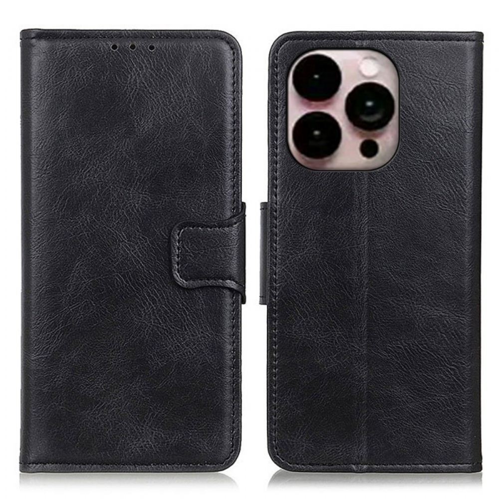 Kožené Pouzdro Na iPhone 14 Pro Max Oboustranná Spona V Koženém Stylu