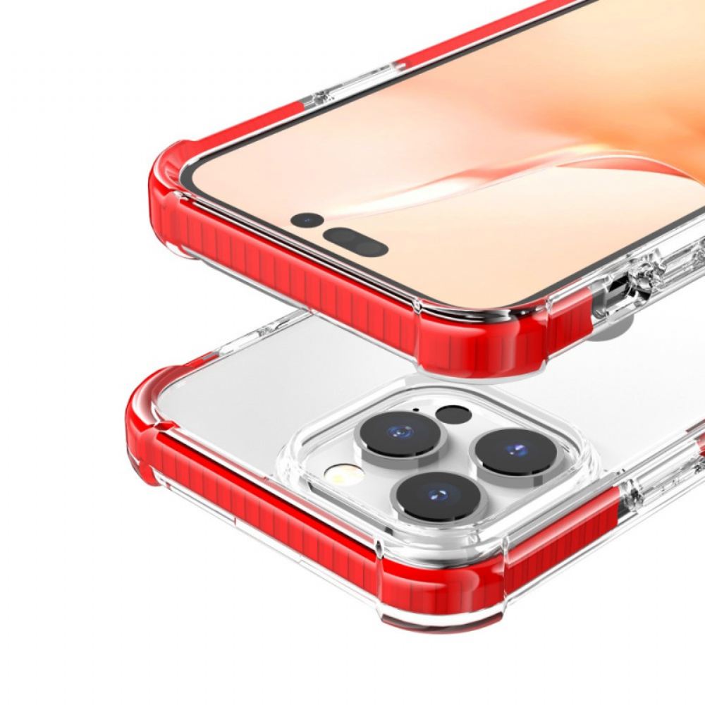 Kryty Na Mobil Na iPhone 14 Pro Max Průhledné Barevné Okraje